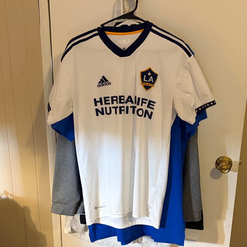 Adidas LA Galaxy White and Blue Jersey